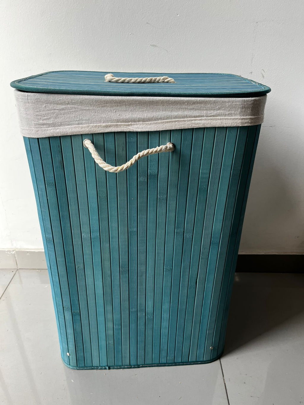 Cesto de ropa rectangular bambu