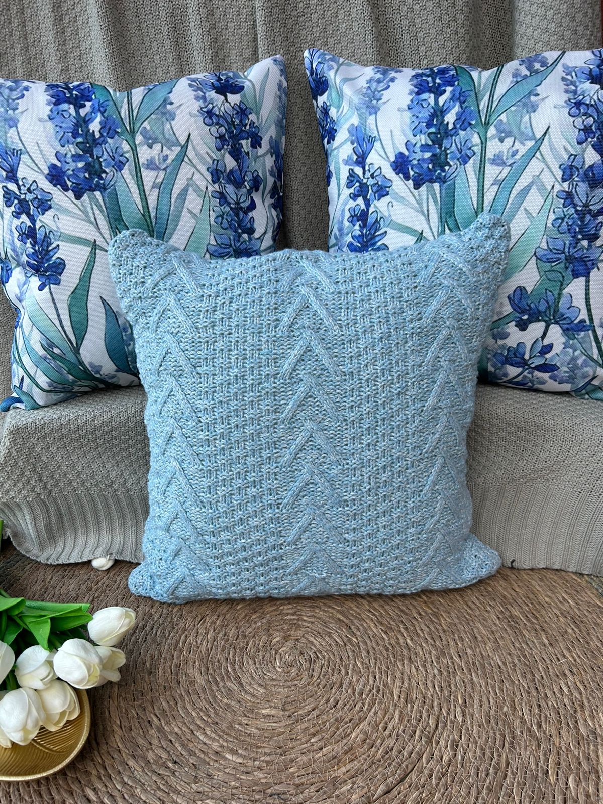 Set de 3 cojines combinados azul   ¡Paga 2, lleva 3!