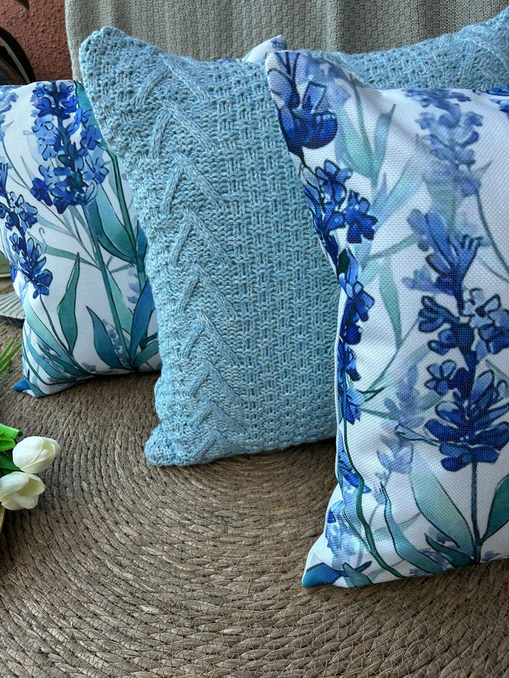 Set de 3 cojines combinados azul   ¡Paga 2, lleva 3!