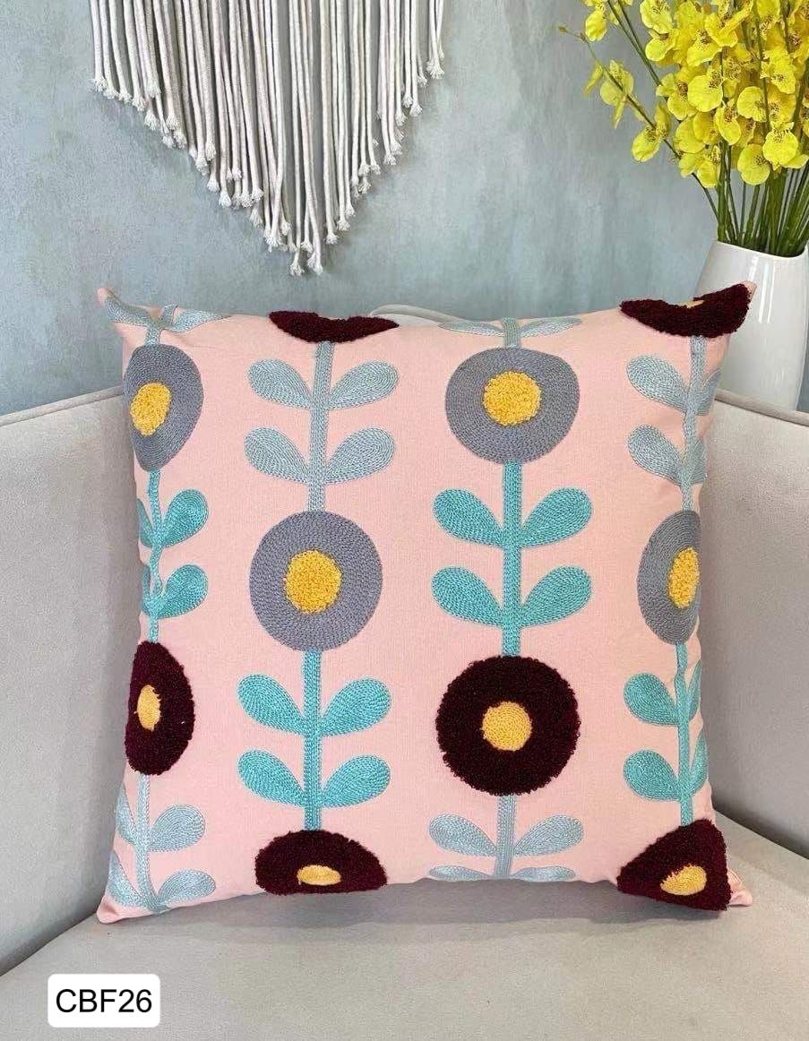 Fundas de cojines bordadas con flores