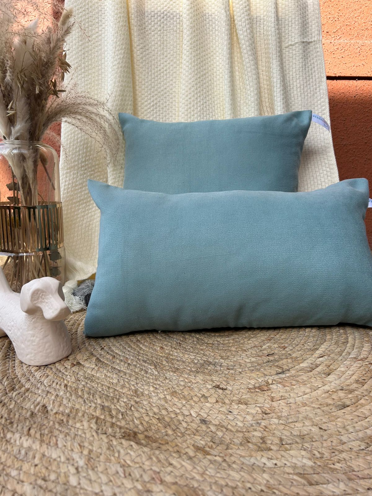 Fundas de cojines un tono celeste