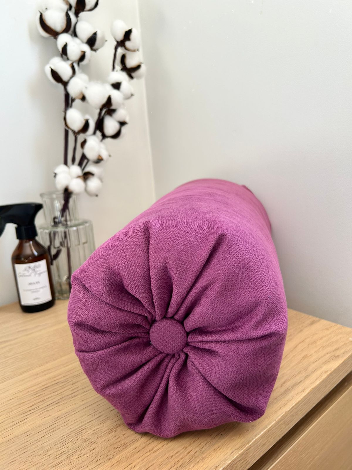 Cojín cilíndrico lino morado