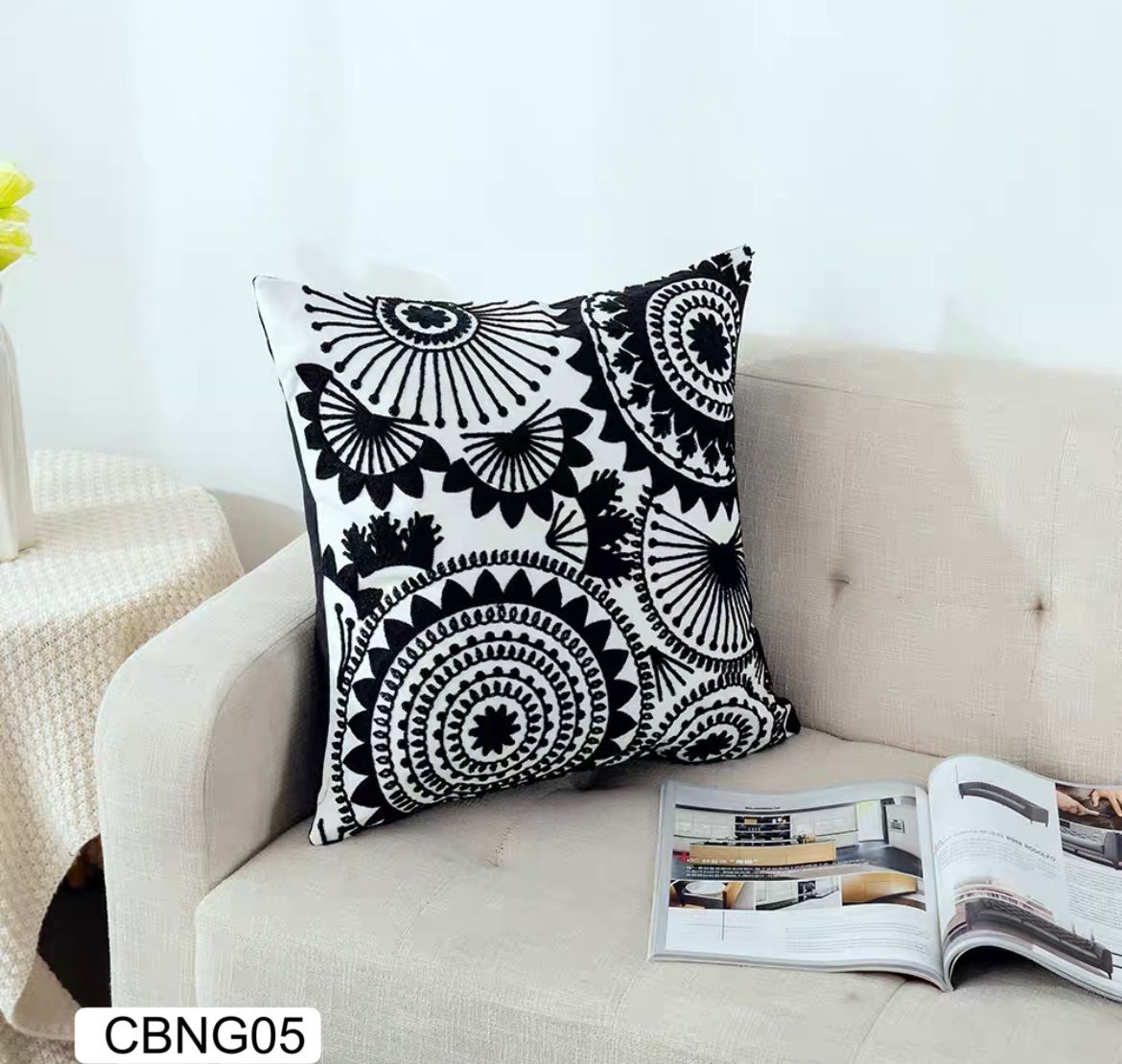 Fundas de cojines bordados negro