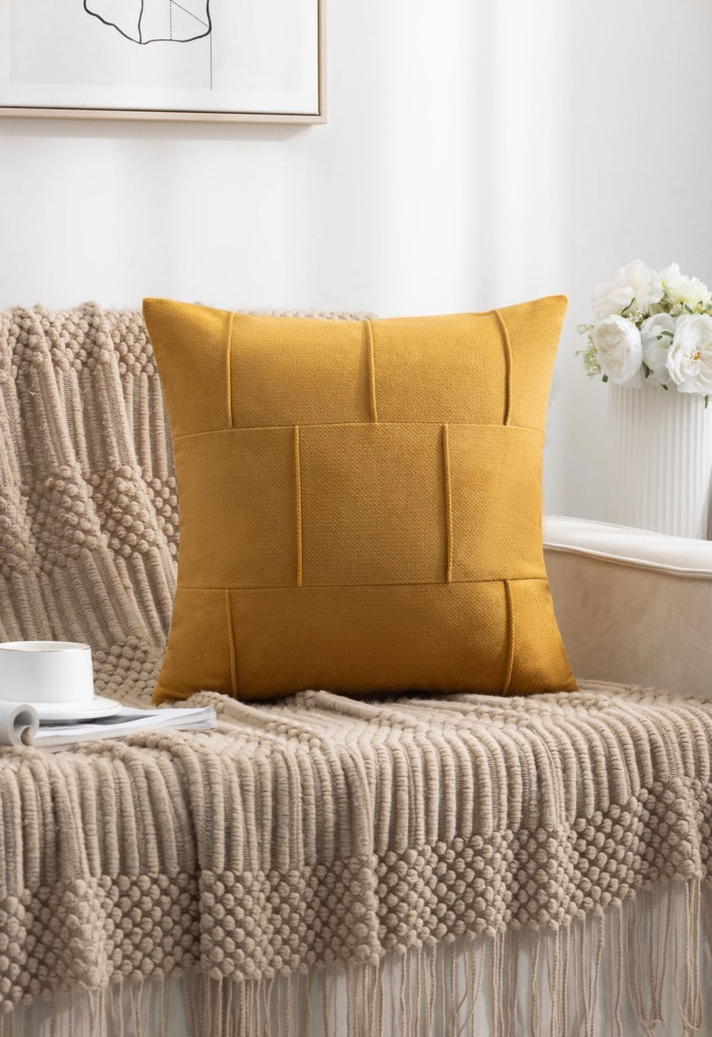 Funda de cojin plisado