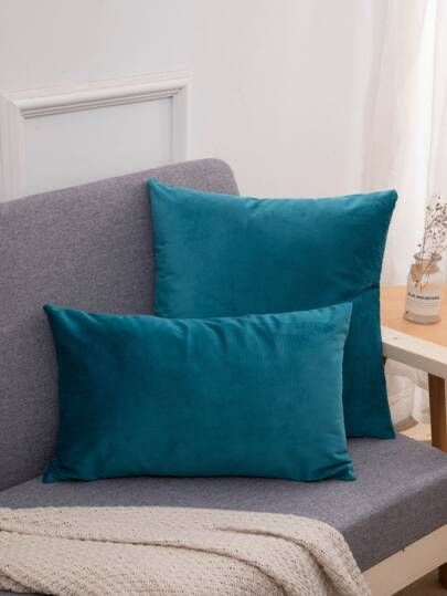 Fundas de cojines terciopelo turquesa