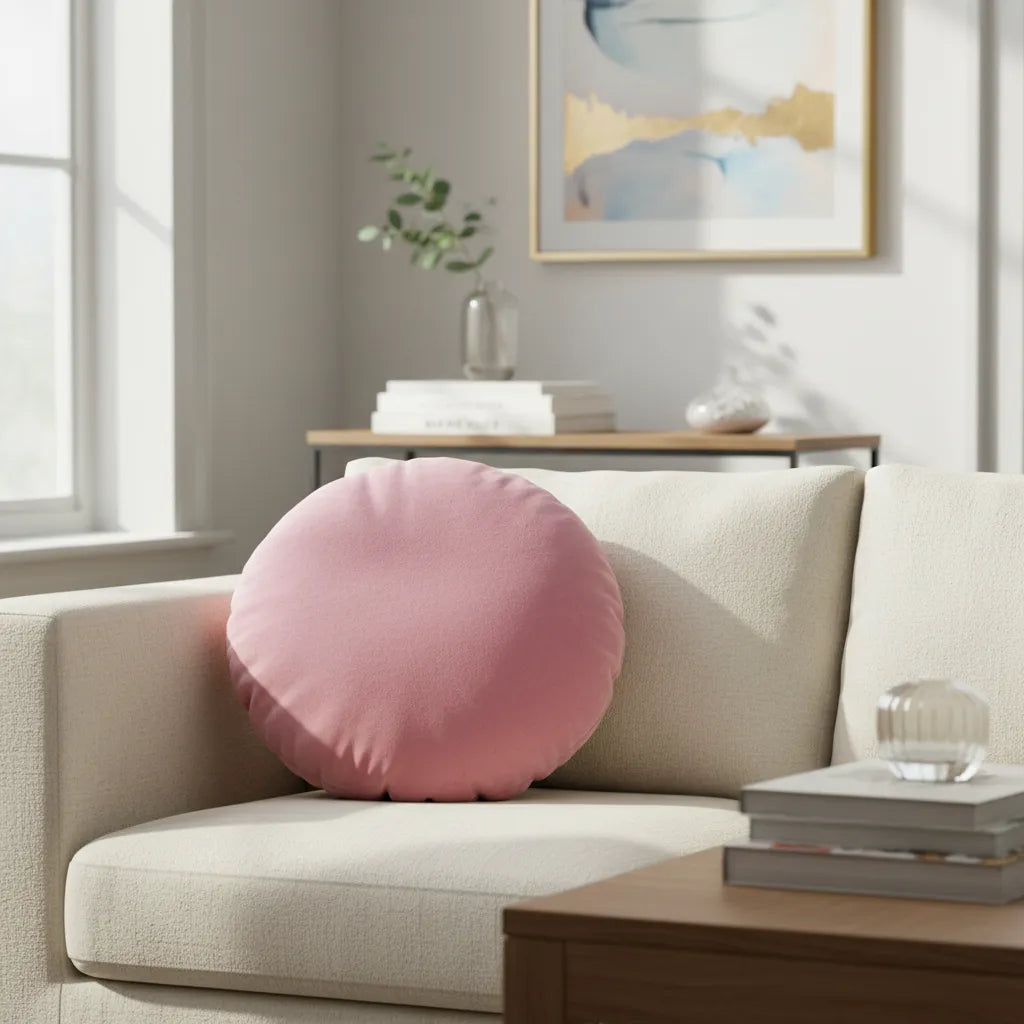 Cojín Redondo Velvet 35 cm | Terciopelo Suave con Relleno Siliconado