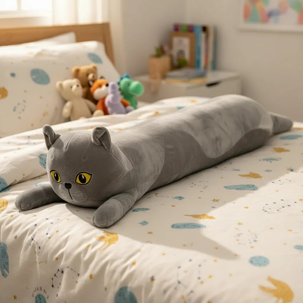 Peluche Gato Largo  · Afelpado Extra Suave  Gris