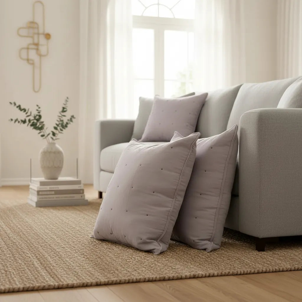Cojin  Bordado 60×60 Cm · Algodón · Lavanda suave