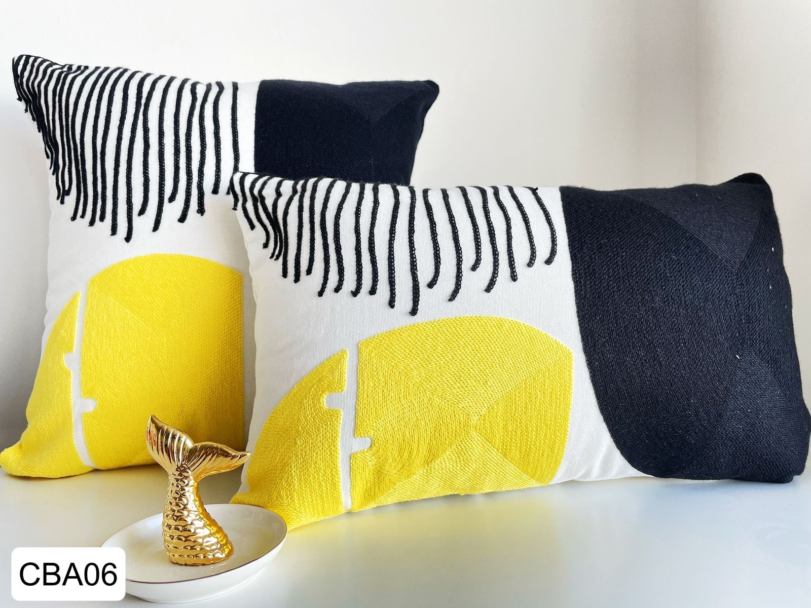 Fundas de cojines Bordados Mostaza, Amarillo