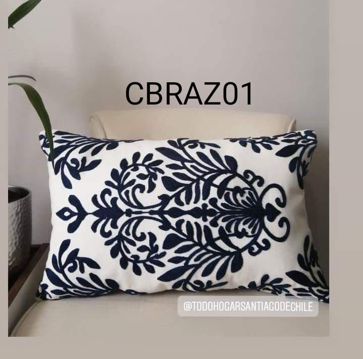 Fundas de Cojines Bordadas Azul