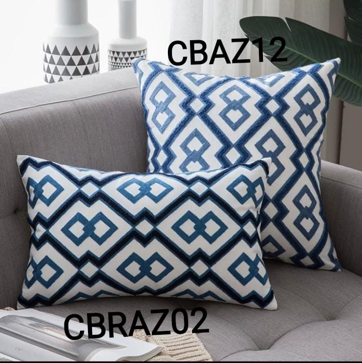 Fundas de Cojines Bordadas Azul