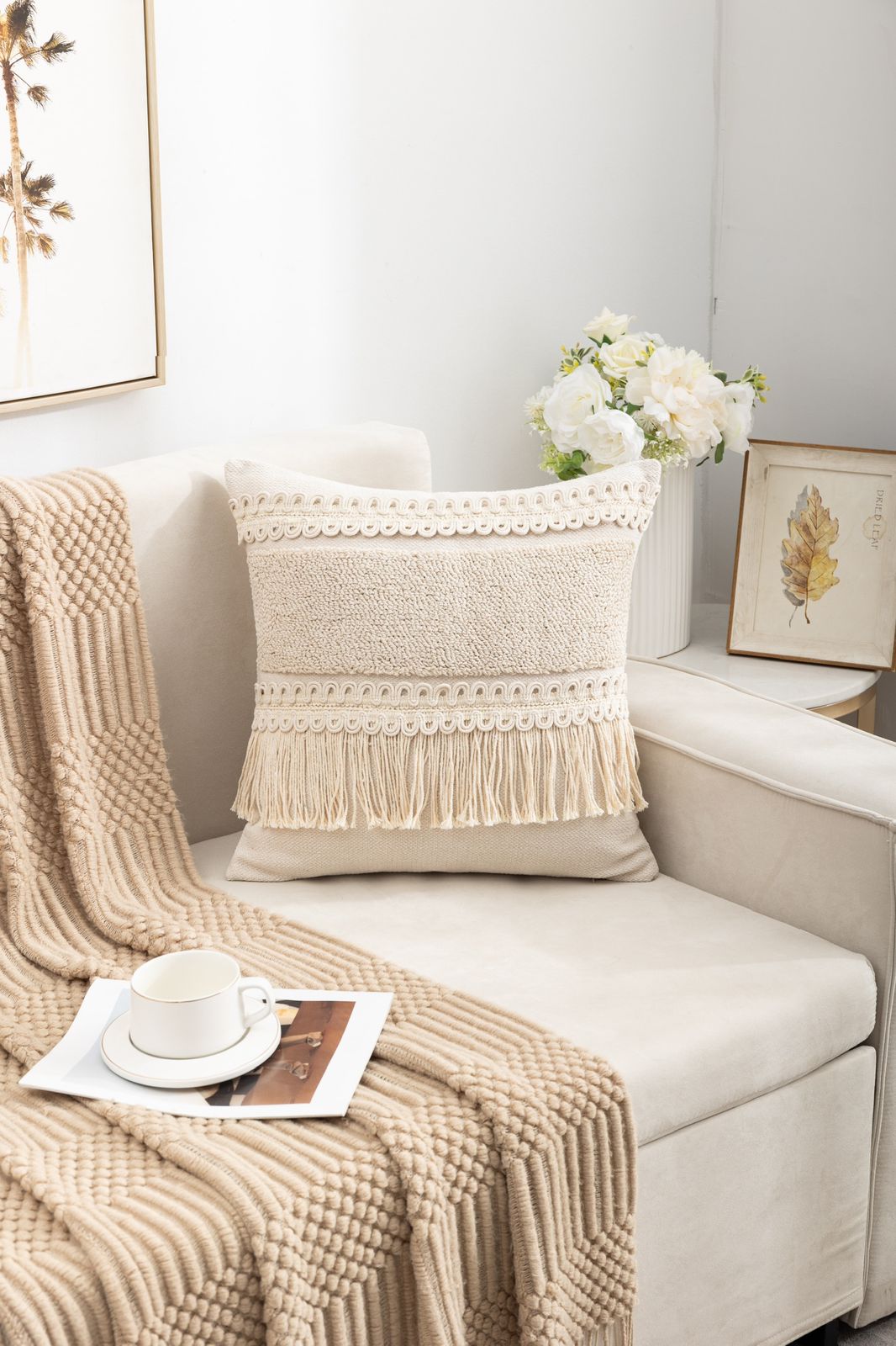 Fundas de cojines boho flecos