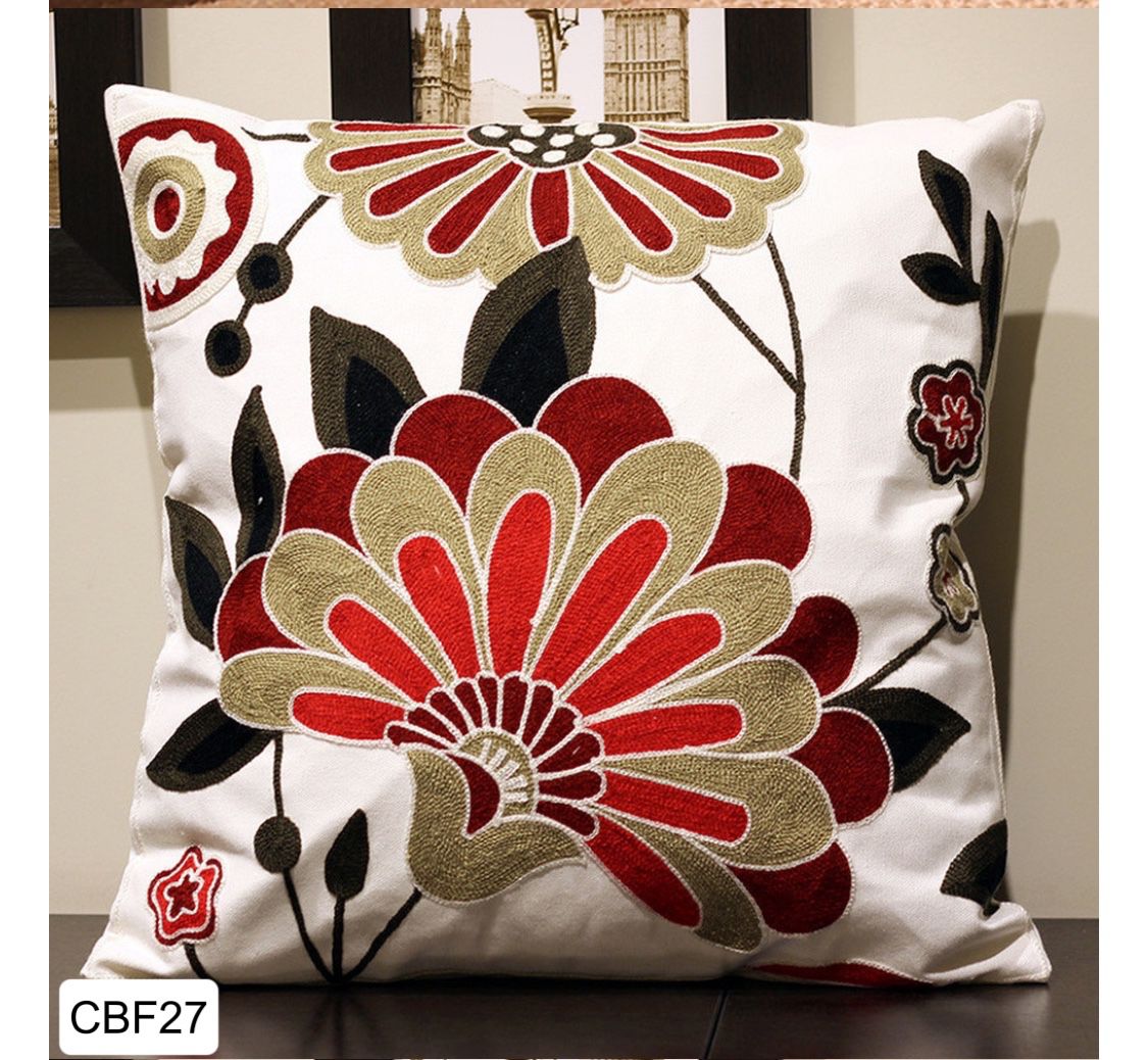 Fundas de cojines bordadas con flores