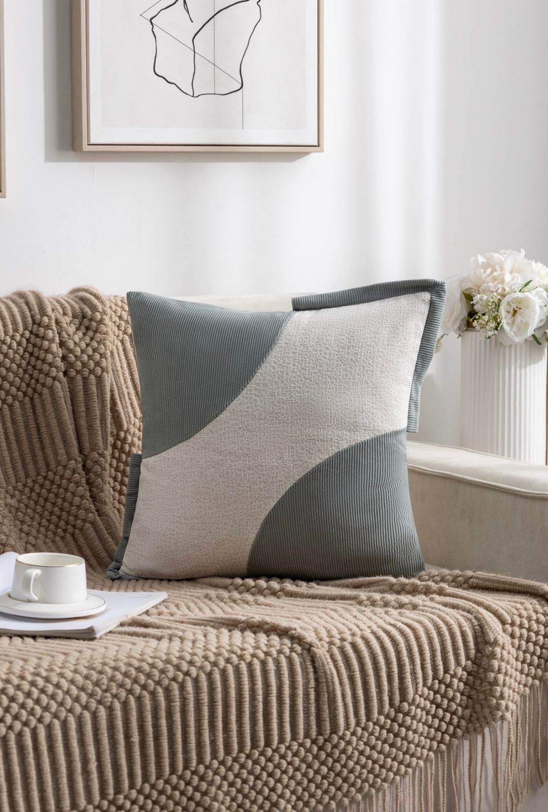 Fundas de cojines en pana empalmado