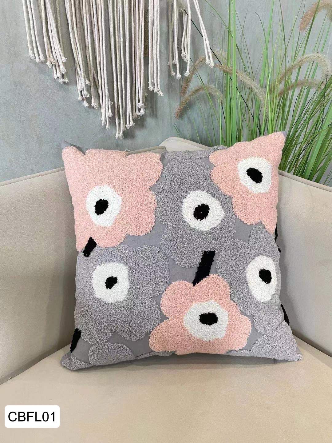 Fundas de cojines bordadas flores