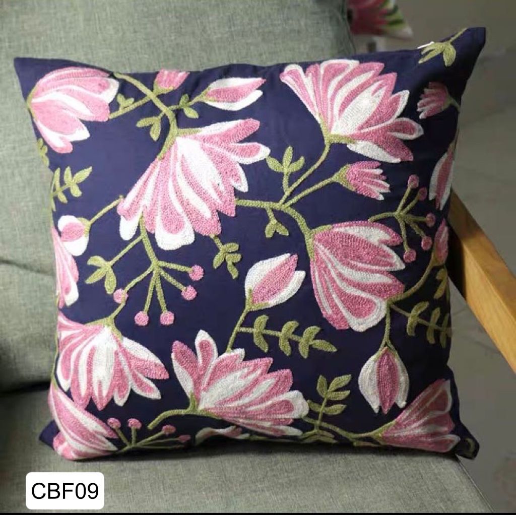 Fundas de cojines bordadas con flores