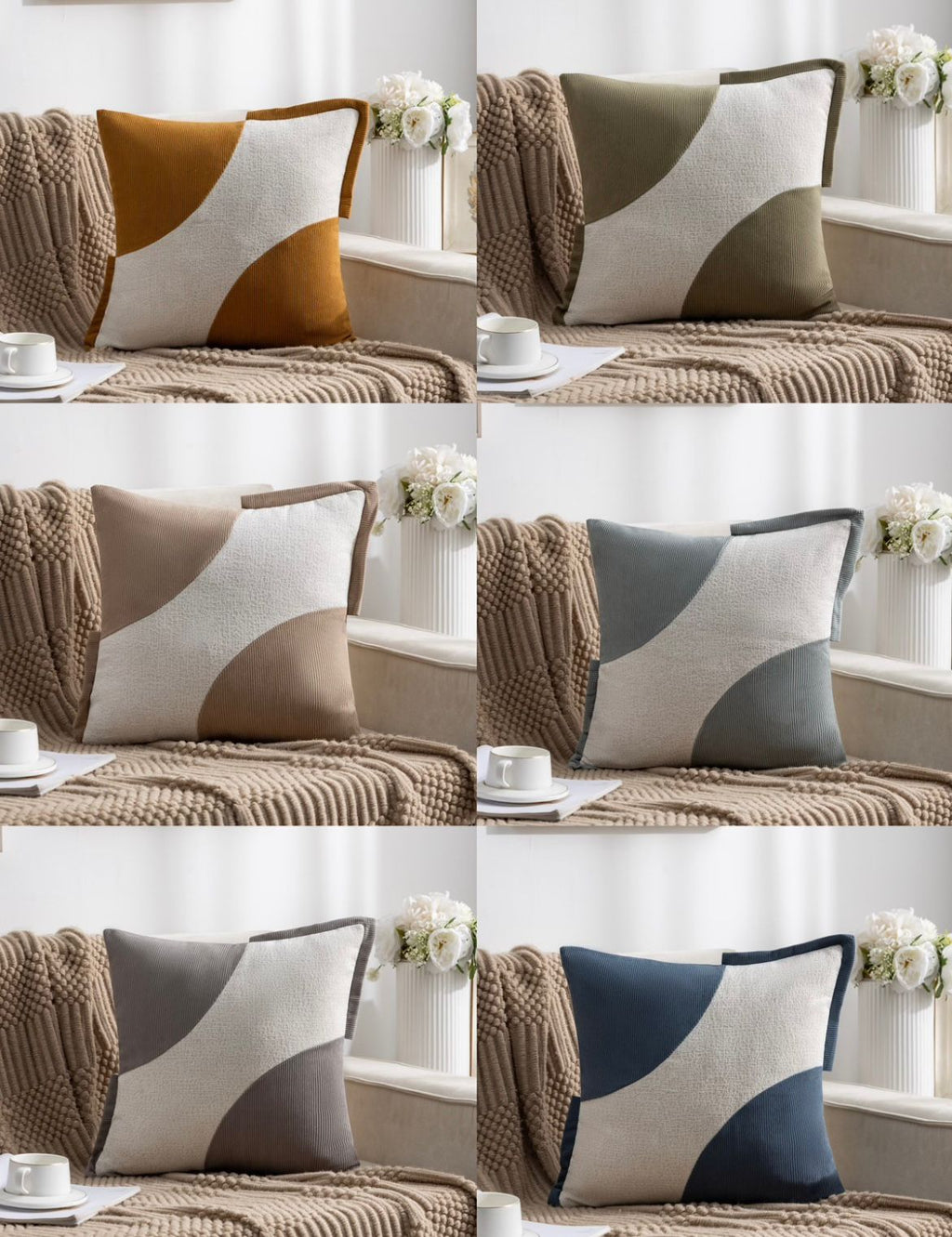 Fundas de cojines en pana empalmado