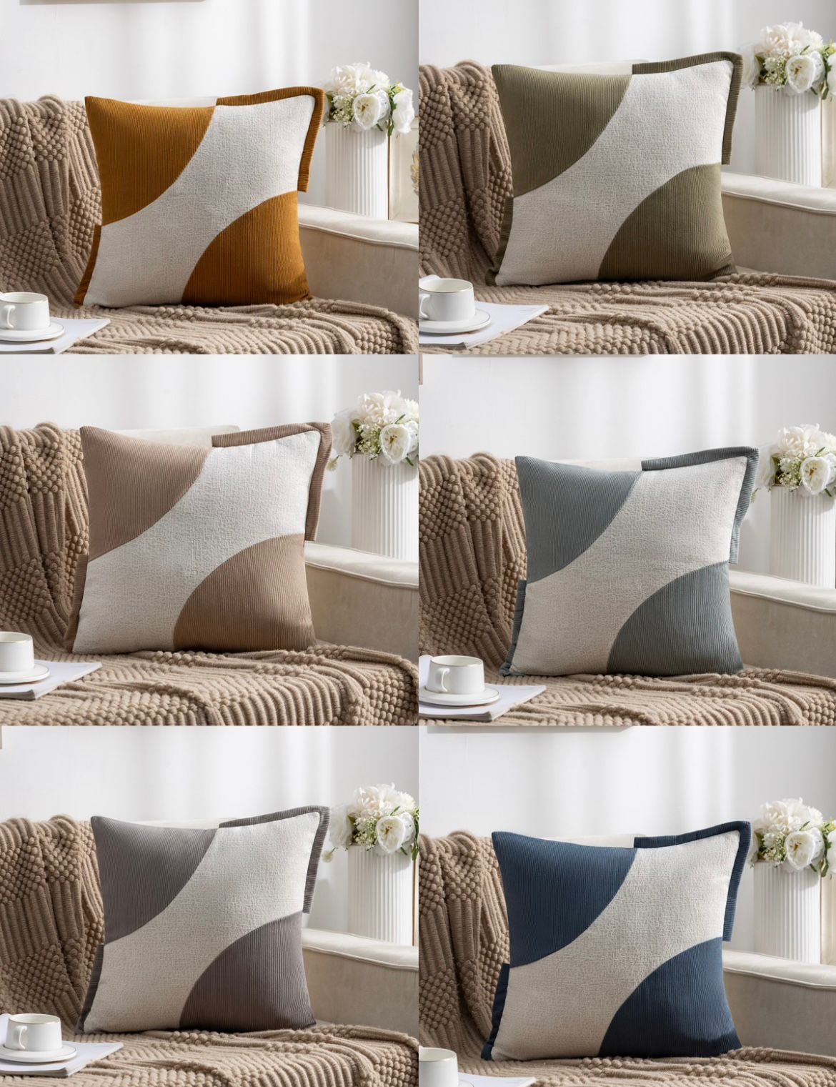 Fundas de cojines en pana empalmado