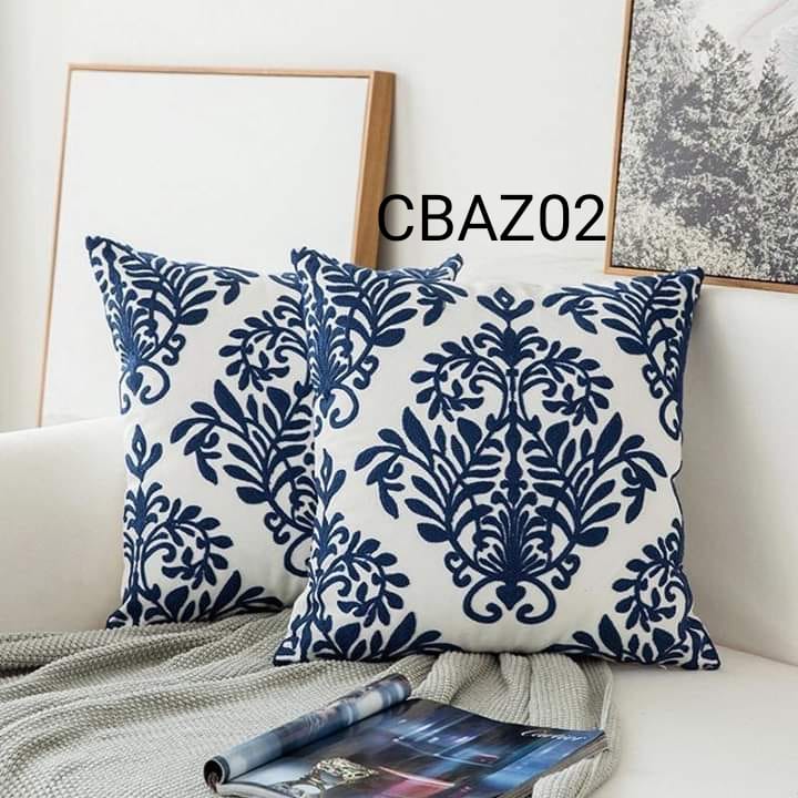 Fundas de Cojines Bordadas Azul