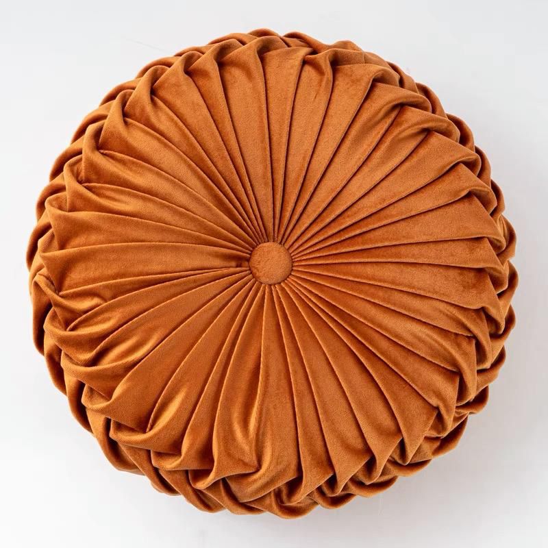 Cojines redondos velvet diseño plisado