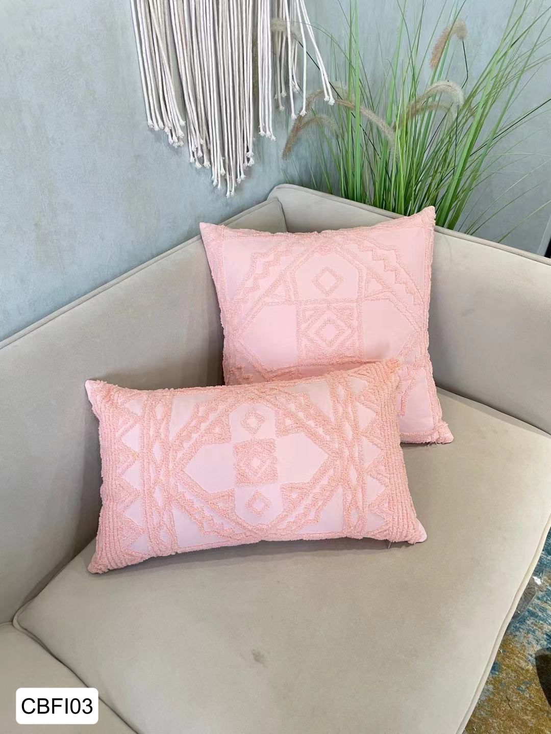 Fundas de cojines bordados rosa