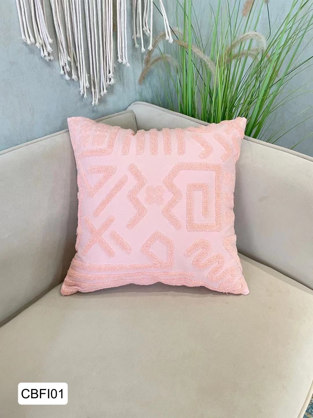 Fundas de cojines bordados rosa