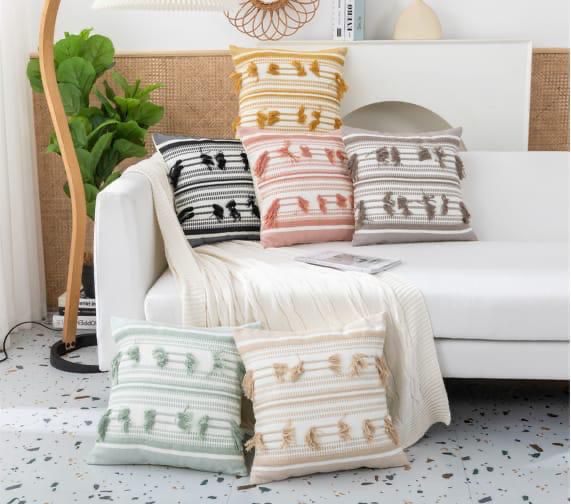 Fundas de cojines kilim con borlas