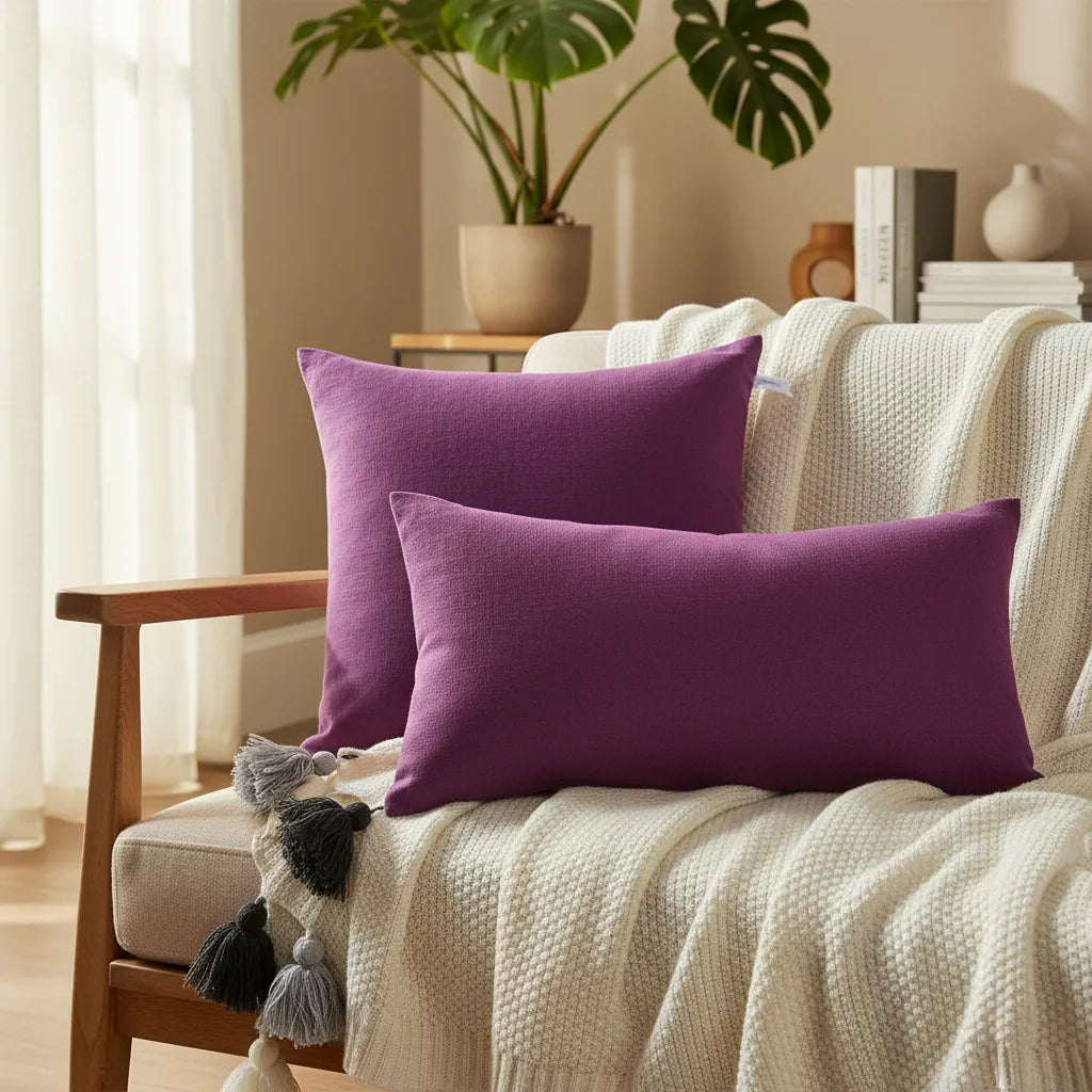 Fundas de cojines un tono Morado - 45x45cm  y 30x50cm
