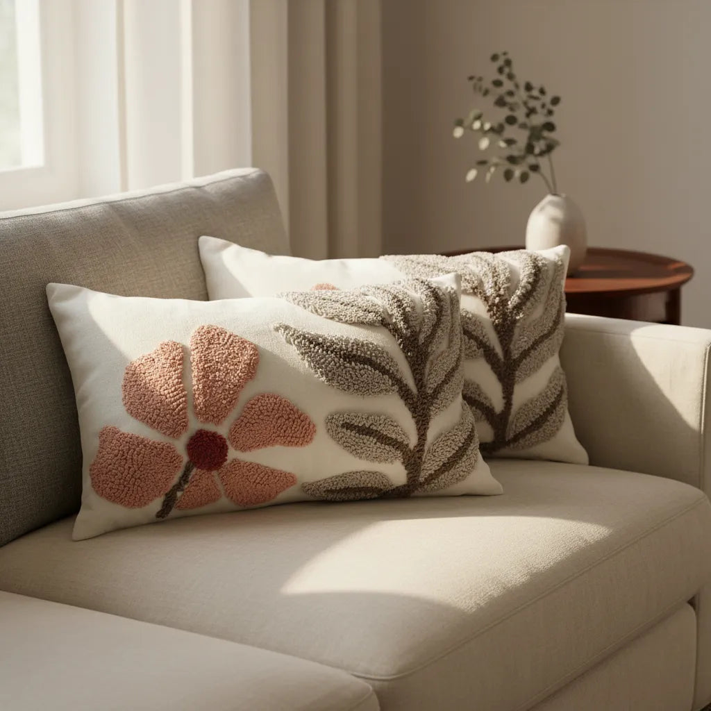 Fundas de cojines Boho Botánica Rosé 45cmx45cm