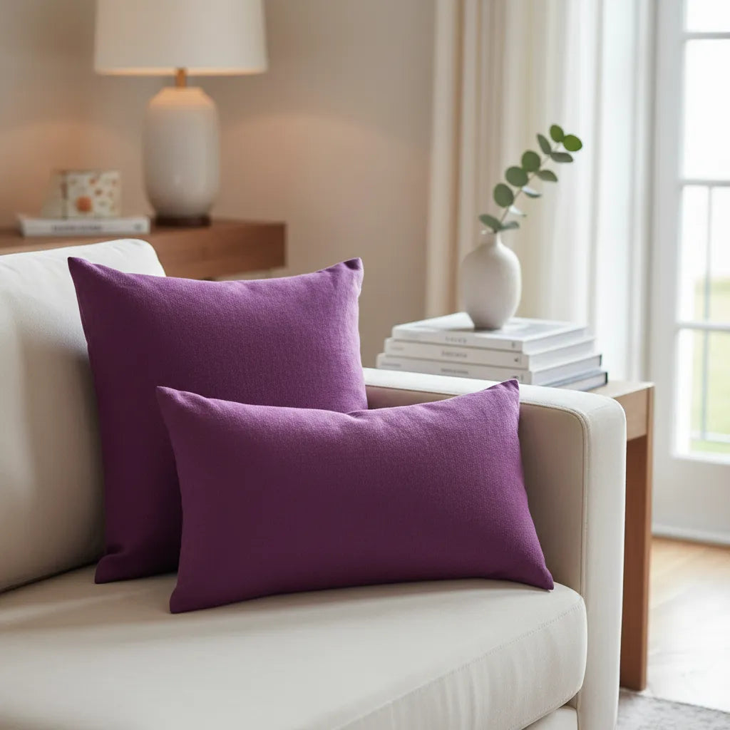 Fundas de cojines un tono Morado - 45x45cm  y 30x50cm
