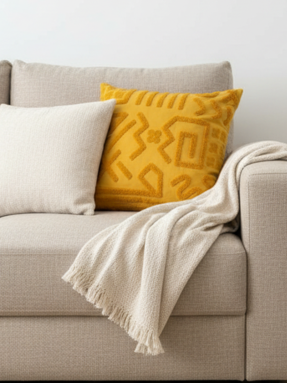 Fundas de cojines 45x45cm Mostaza Geo-tuft  Bordado