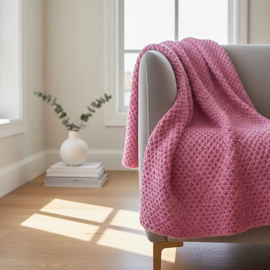 Manta Tejida Estilo Sirena XL | Suave, Cálida y Decorativa - Rosa