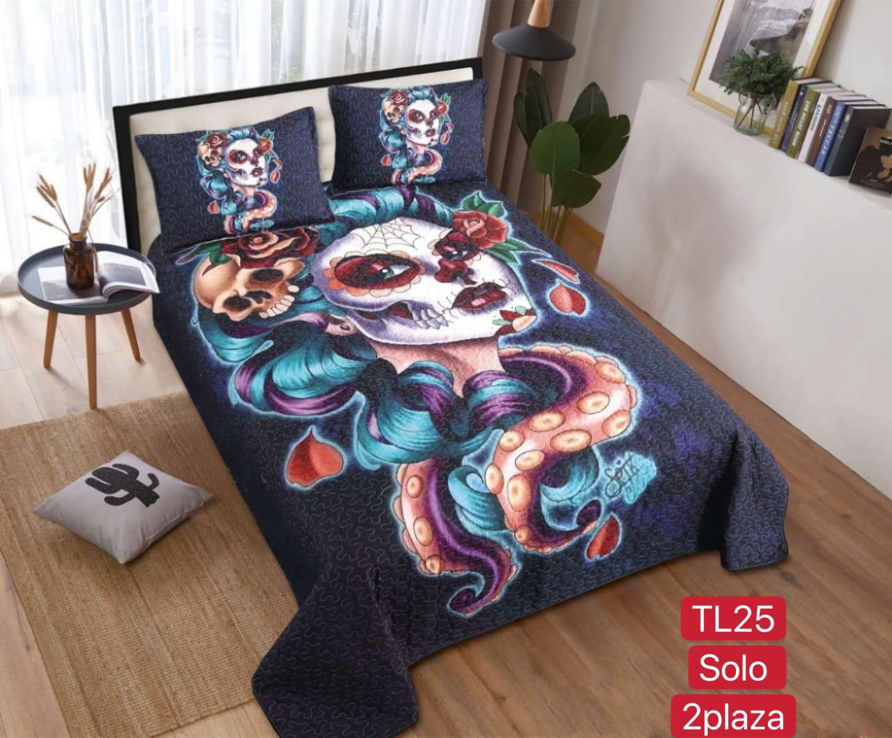 Cubrecamas 2 plazas  con diseño