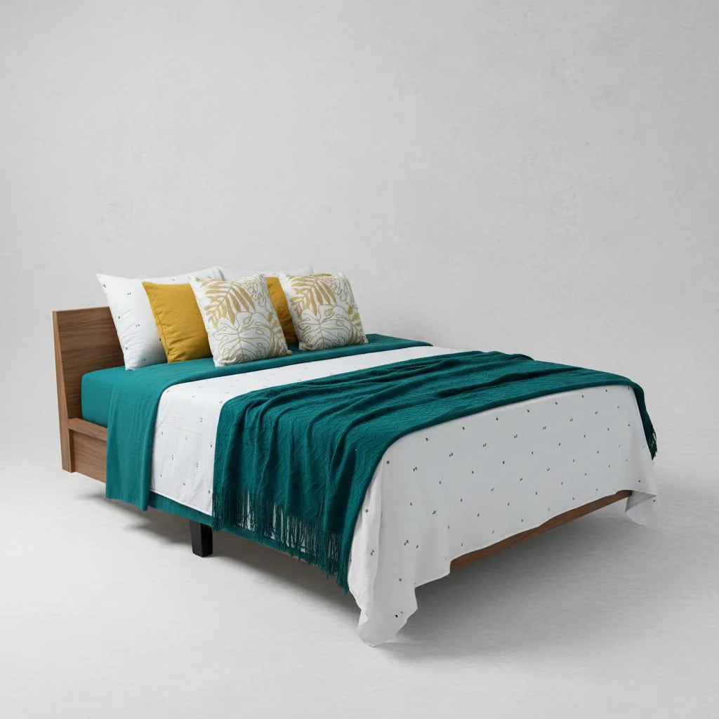 Set Renovación Dormitorio 2 Plazas Mostaza | 10 Piezas · Proyecto Real