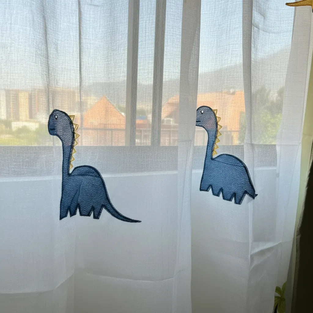 Set Cortina Lino + Visillo Dino Adventure 4 Paños