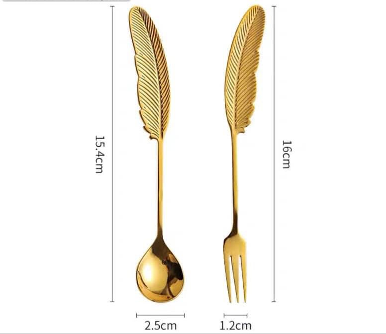 set de 6 tenedores o cucharas para picoteo, diseño hoja