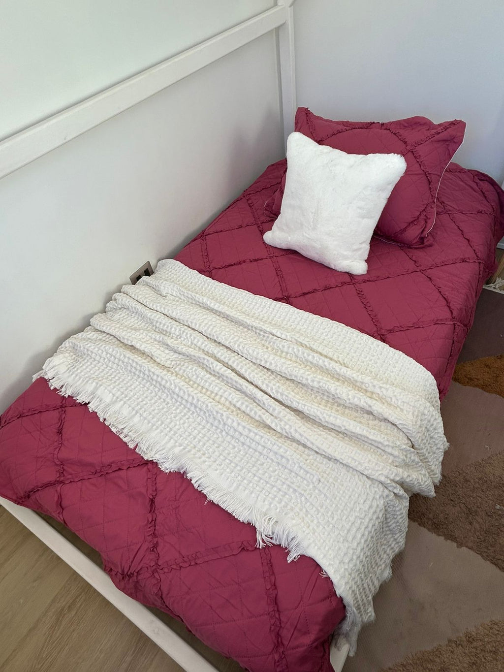 Cubrecama microfibra 1 plaza fucsia