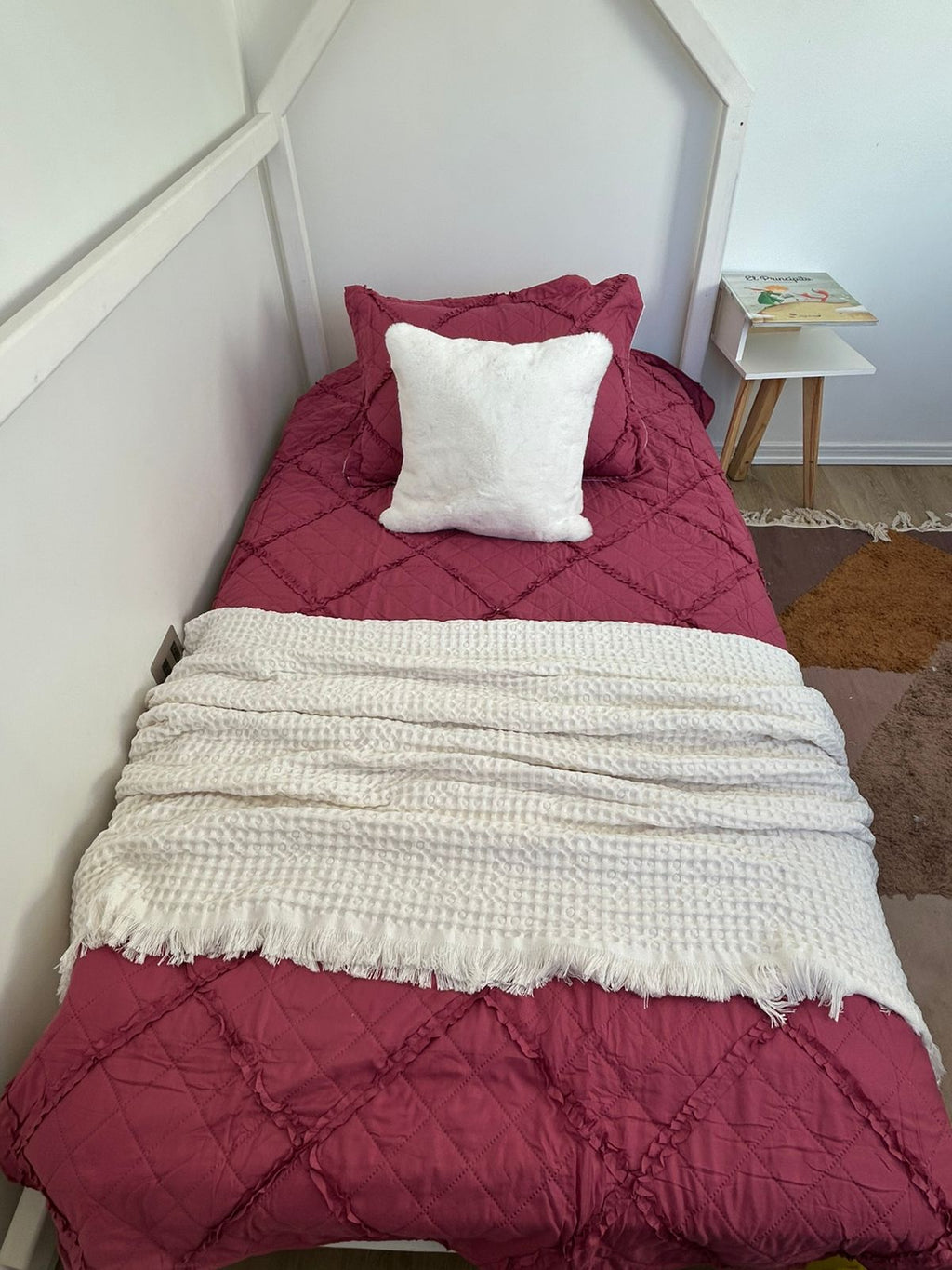 Cubrecama microfibra 1 plaza fucsia