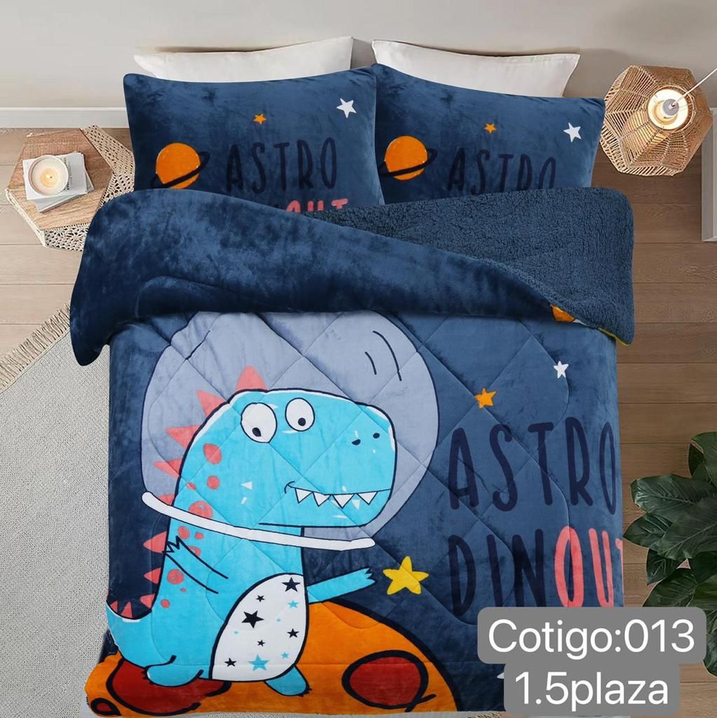 Cubrecamas polar con chiporro, plaza y media.