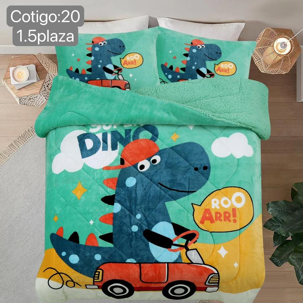 Cubrecamas polar con chiporro, plaza y media.