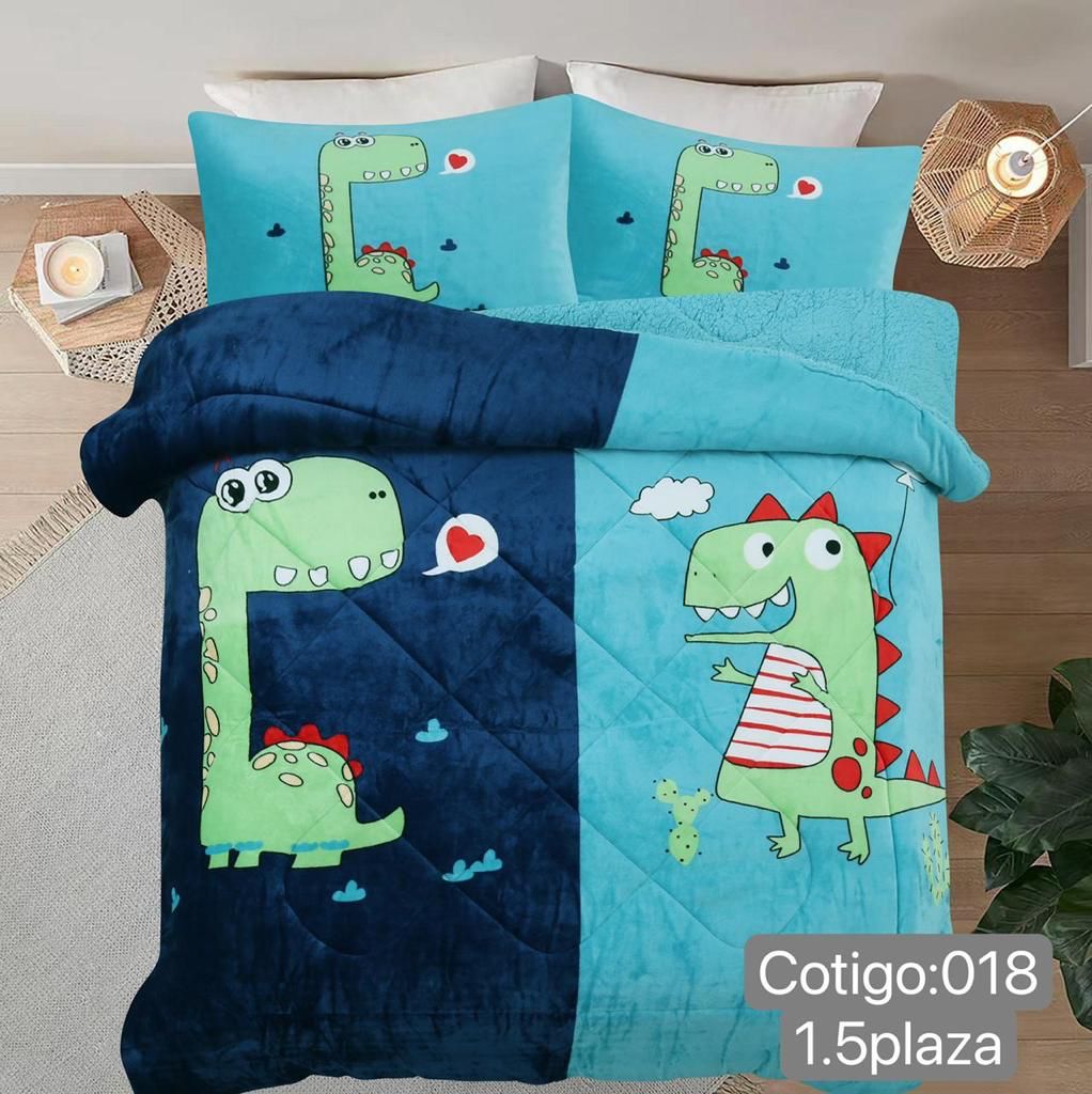 Cubrecamas polar con chiporro, plaza y media.