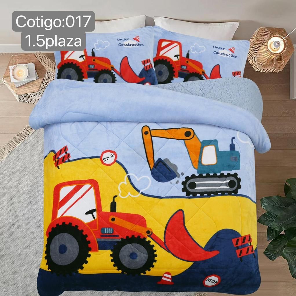 Cubrecamas polar con chiporro, plaza y media.