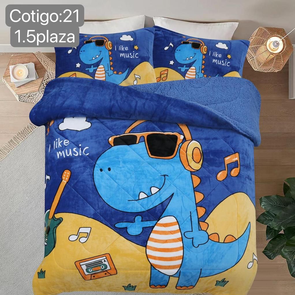 Cubrecamas polar con chiporro, plaza y media.