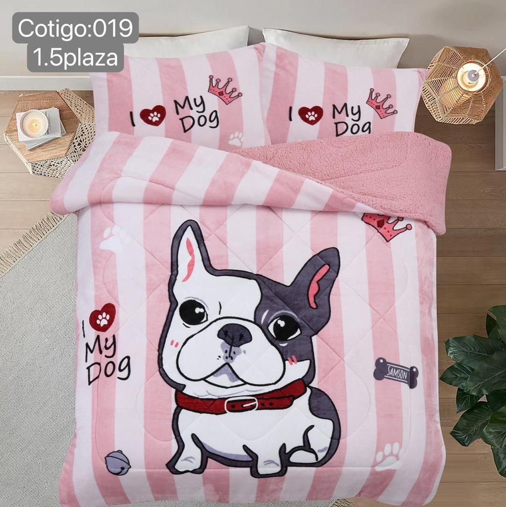 Cubrecamas polar con chiporro, plaza y media.