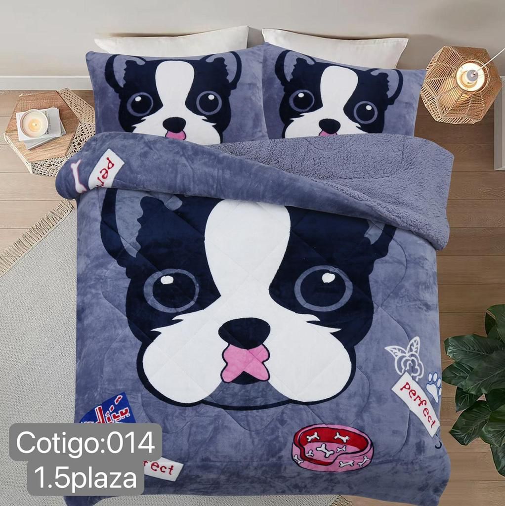 Cubrecamas polar con chiporro, plaza y media.