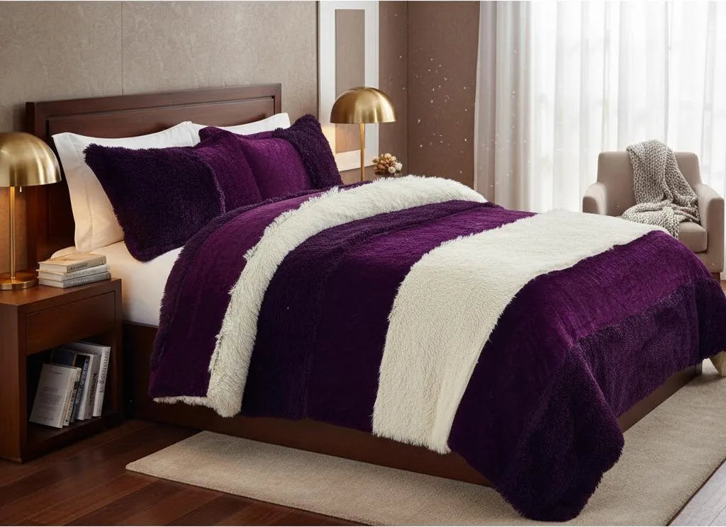 Cubrecama Reversible Polar/chiporro morado, 2 Plazas