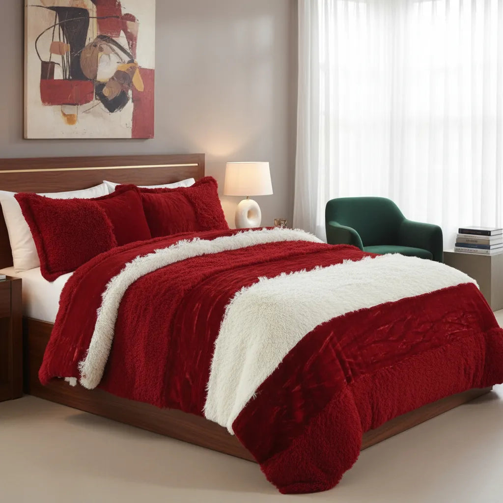 Cubrecama rojo, combinado.