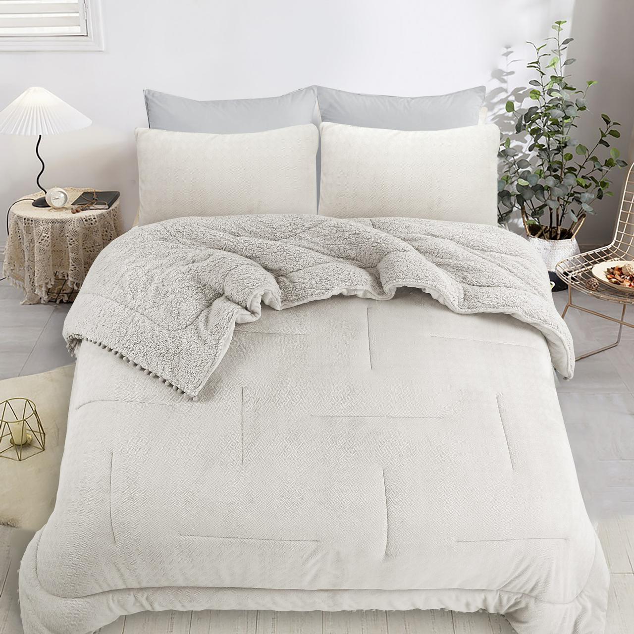 Cubrecamas  pom pom 2 plazas   polar con chiporro