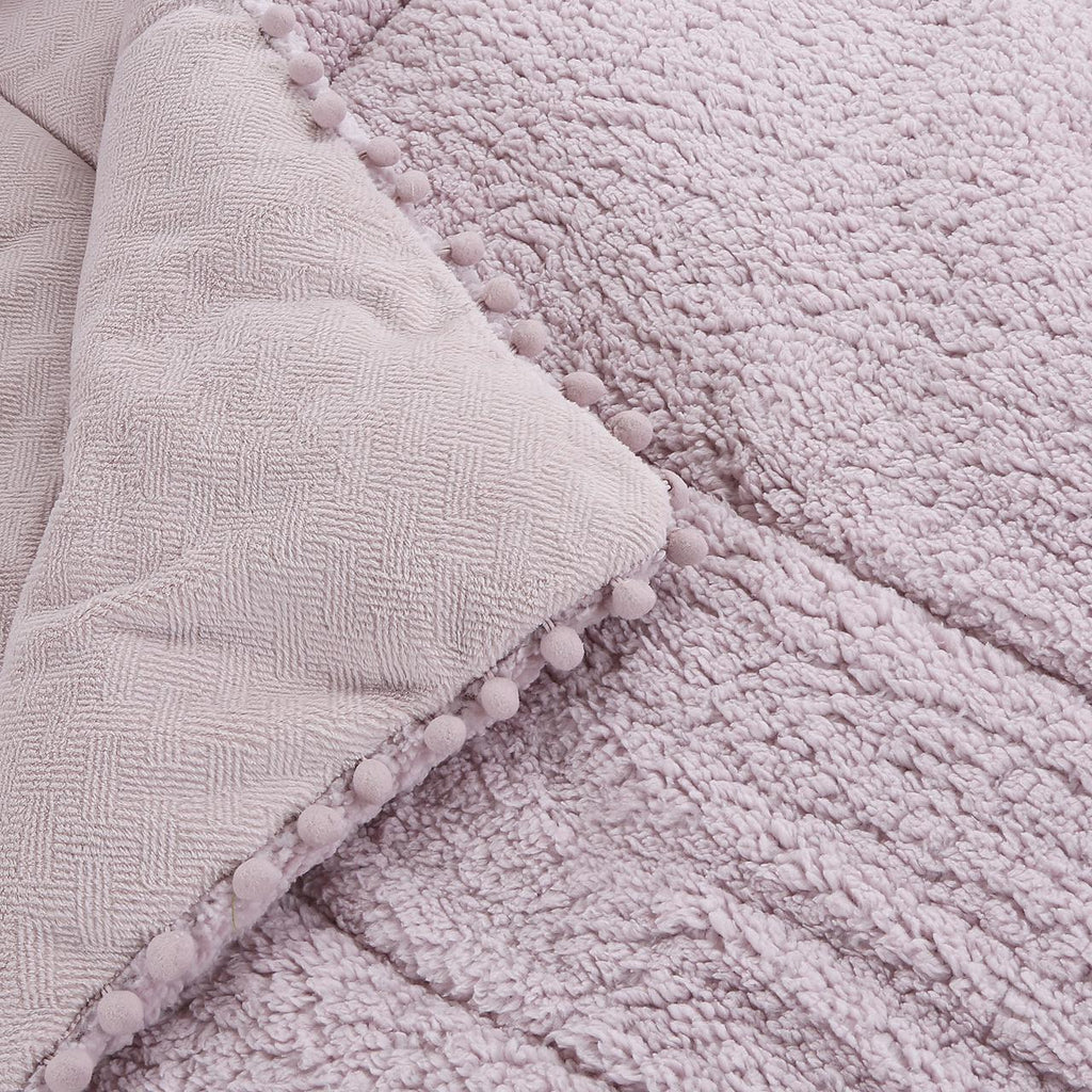 Cubrecamas  pom pom 2 plazas   polar con chiporro