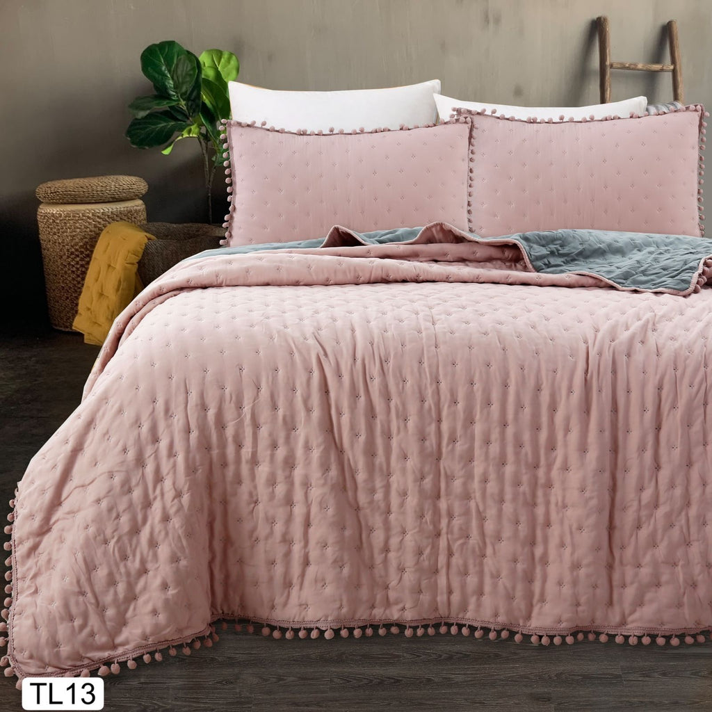 Cubrecamas Algodón con pom poms